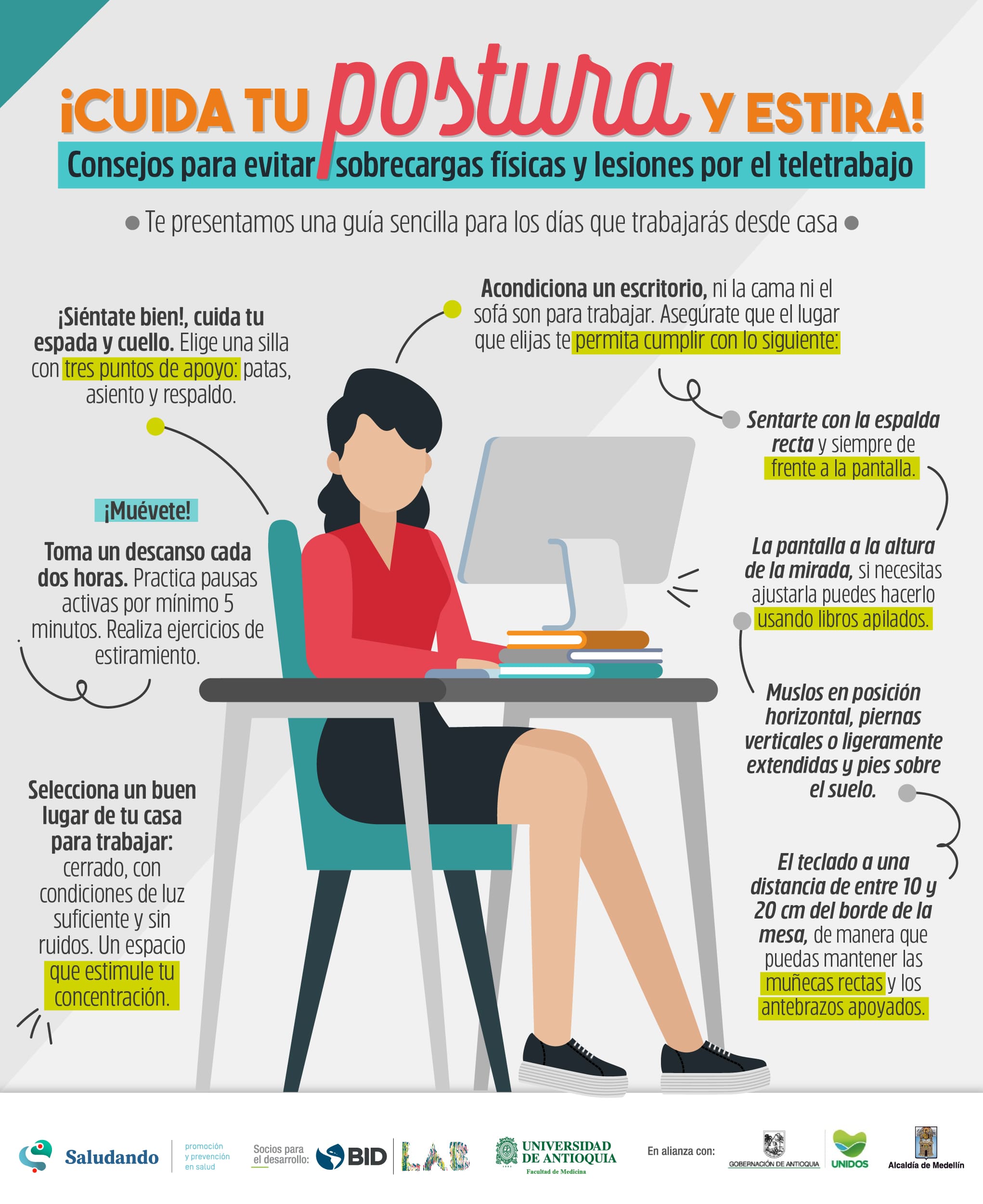 infografía consejos para la higiene postural