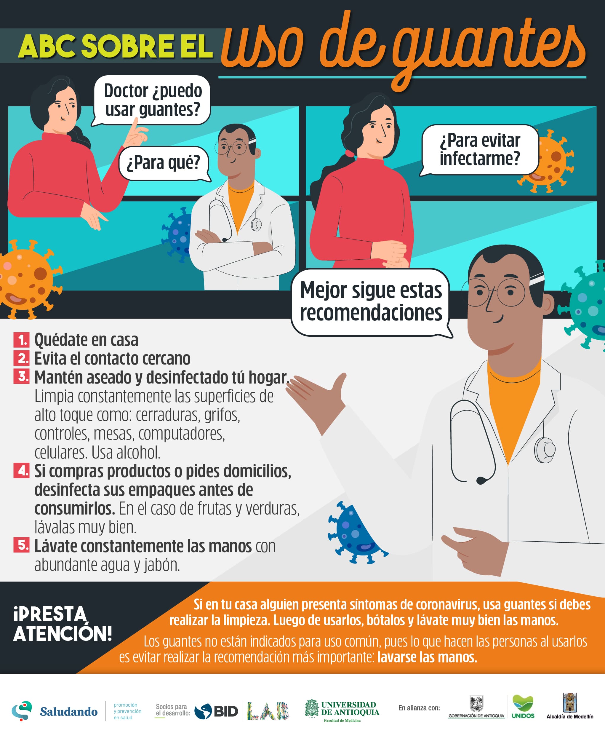 imagen informativa sobre el uso de los guantes